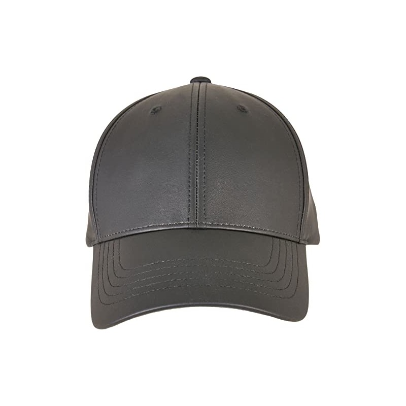 Flexfit Synthetic Leather Alpha Shape Dad Cap Unisex Cap Black