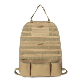 TRIWONDER Car Seat Back Storage Bag Organizer Tactical Molle Panel Car Seat Back Cover Protection with 3 Storage Pouch (Khaki)