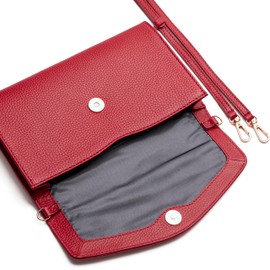 Lazarotti Bologna Leather Clutch | 23 cm Medium Women's Shoulder Bag | Hand Bag with Removable & Adjustable Shoulder Strap, red