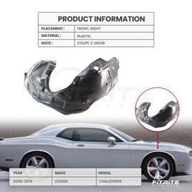 FITRITE AUTO PARTS New Front Right Passenger Side Fender Liner For 2008-2014 Dodge Challenger CH1249150 5028750AF