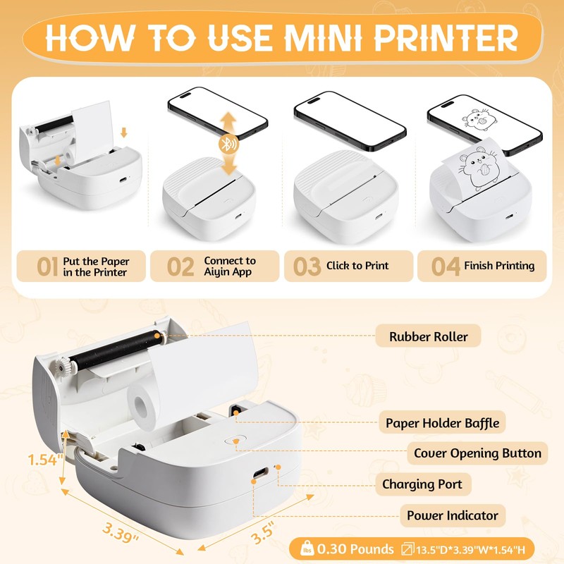 Membship B23a Mini Thermal Sticker Printer, Portable Bluetooth Label Maker
