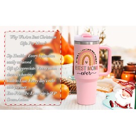 LiqCool Gifts for Mom, 40 Oz Best Mom Ever Tumblers, Best Christmas Gifts Stocking Stuffers Ideas for Mom, New Mom Travel Cups for Mother's Day Valentine's Day Birthday(Pink)