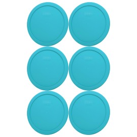 Pyrex 7402-PC 6/7-Cup Turquoise Food Storage Replacement Lid (6-Pack) - Made in USA