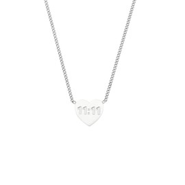 OAKKY Women's Angel Number 11 11 Necklaces Stainless Steel Heart Pendant Charm Numerology Jewelry Silver