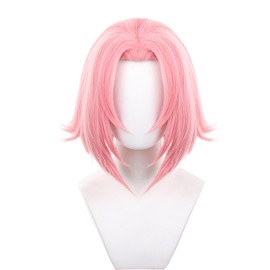 XiongXiongLe Halloween Anime Role Pink Short Wig for Women Cosplay Straight Hair Replacement Costumes Wigs Adult Cos Anime Party Halloween Christmas Comic