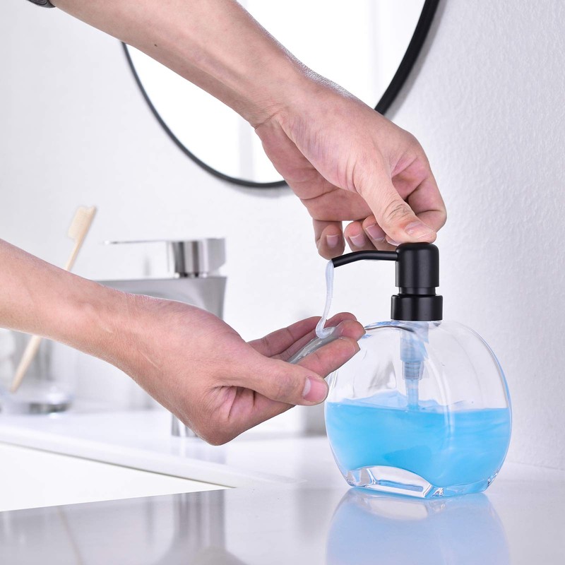 BZOOSIU Glass Soap Dispenser with Rust Proof Stainless Steel Pump,
