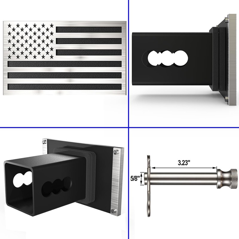 Synrroe 2" Heavy Duty Stainless Steel Flag Hitch Cover, Car