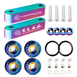 Xotic Tech JDM Hood Spacer Hood Riser 3/4" Replacement + Quick Release Holders Front Rear Bumper Fasteners Fender Hatch Lids Compatible with Honda Civic CRX Del Sol, Acura Integra(NEO)