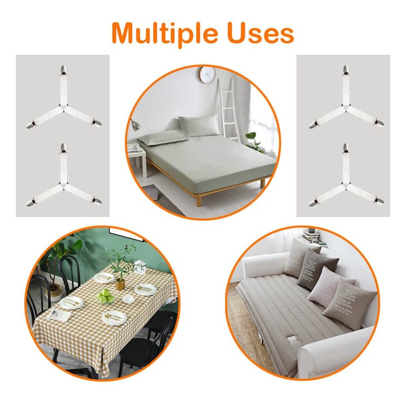 4 PCS Elastic Sheet Straps, Bed Sheet Clips to Keep
