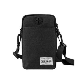 Neck Wallet Travel Stash Pouch Passport Holder, Lightweight Crossbody Bag Small Messenger Bag with Carabiner & Adjustable Strap for Men and Women (Black)