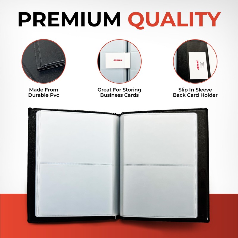 Janrax 60 Pocket Black Name Business Card Holder