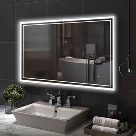 Elefloom LED Bathroom Mirror, 36x24 Inch Front and Backlit Lighted Vanity Mirror, Anti-Fog Dimmable 3 Colors CRI>90 Wall Mounted LED Mirror for Bathroom