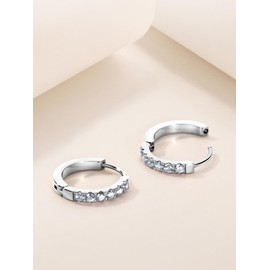 TDEBA Birthstone Hoop Earrings for Women, Silver 14k Plated Gold Mini Hoop Earrings, Cubic Zirconia Huggie Hoop Earrings, Cartilage Piercing Earrings, Birthday Jewelry