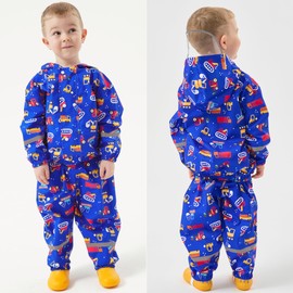Fewlby Kids Rainsuit Cartoon Raincoat Set, Toddlers Waterproof Raincoat with Pants Child Rainset Rainwear