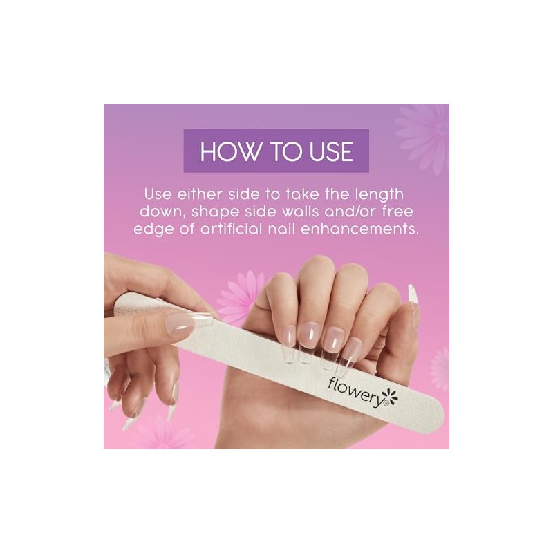 Flowery Diamond White Pro Artificial Nail File, Durable, Professional-Grade File