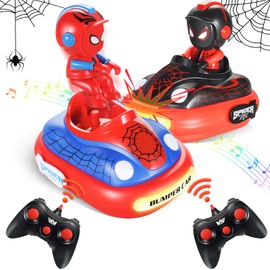 Remote Controlled Car Pack of 2 Spider Car Scooter Remote Controlled Car with Music and LED Light, RC Toy for 3 4 5 6 7 8 Years Gift Boys Girls Easter Birthday Gifts for Children 3+