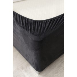 Belledorm 19" Extra Deep Base Wrap Valance Sheet - Transforms a drab looking bed base divan - Luxury Faux Suede (Black, King)