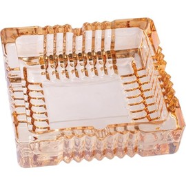 Frugal Smoker Exquisite Class Square Blue Electroplated Glass Ashtray 6x6"