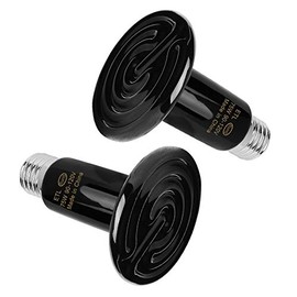 OMAYKEY 75W 2 Pack Ceramic Heat Lamp Bulb Infrared Reptile Heat Emitter Heater Lamps Bulbs for Pet Brooder Coop Chicken Lizard Bearded Dragon Turtle Snake Aquarium, No Light No Harm, Black