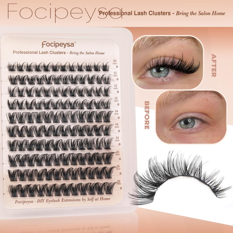Focipeysa Wispy Lash Clusters Natural Clusters Lashes Wispy Individual Lashes