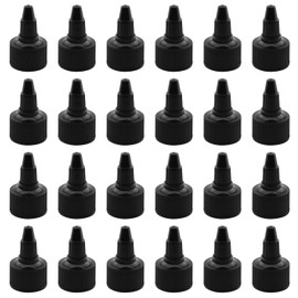 JCBIZ 24PCS Black Plastic Bottle Squeeze Heads Dispensing Caps 24/410 Plastic Squeeze Bottle Cap Replacement for Condiment Bottle Dispensing Bottle Salad Bottle Hair Dye Essential Oils