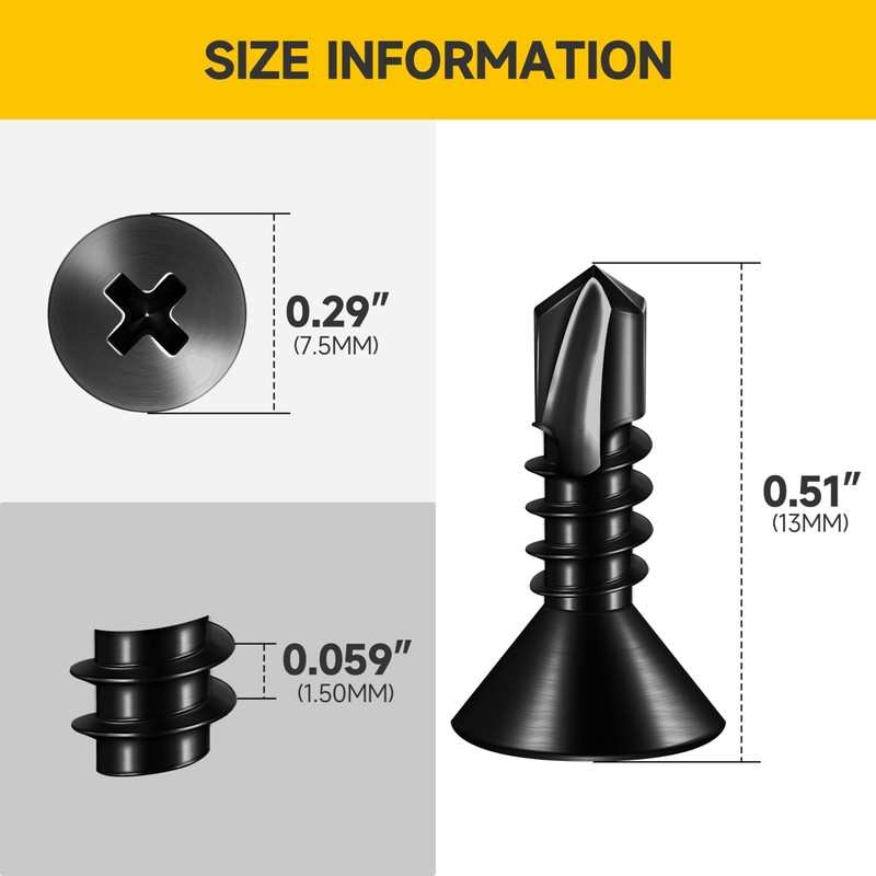 (600pcs) #8 x 1/2" for Sheet Metal Self Tapping Screws,