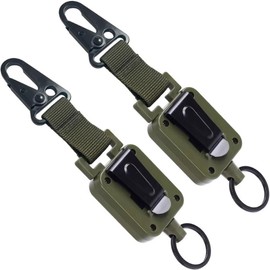 2 x Retractable Keyring Keychain Lanyard Badge Card ID Holder with Carabiner and Belt Clip Key Ring Chain Security Pass