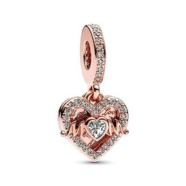 Aiftiko Rose gold Heart & Mum Dangle Charm 925 Sterling Silver,Jewelry Bead Gift for Women Bracelet&Necklace