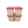 TUPPERWARE Freezer Container 1.1 L White/Pink (4) Containers Ice Crystal