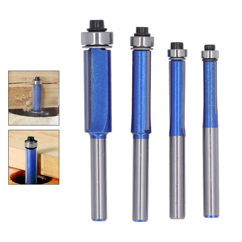 4 Pcs Flush Trim Router Bit 1/4 Shank Tungsten Steel