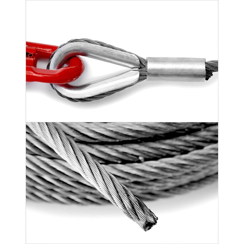 QWORK Heavy-Duty 3/8" x 100' Wire Rope Steel Core Winch
