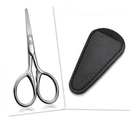 PartyKindom 1set Portable Beard Scissors Pu Cover and Round Design for Home Salon Use Beauty Scissors for Precise Grooming and Trimming of Facial Hair