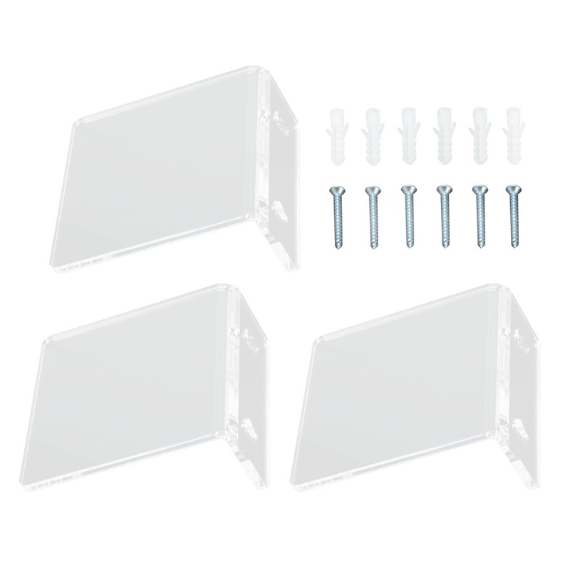 3PCS Clear Acrylic Display Rack Wall Mounted Floating Shelf for