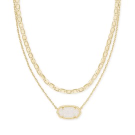 Kendra Scott Elisa Multi Strand Necklace for Women, Fashion Jewelry, 14k Gold-Plated, Iridescent Drusy