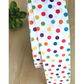 Unbranded 3/8, 5/8, 7/8 & 1.5” (1 YD) Polka Dot Grosgrain Ribbon Pink Purple Green Yellow  - 1.5 inch