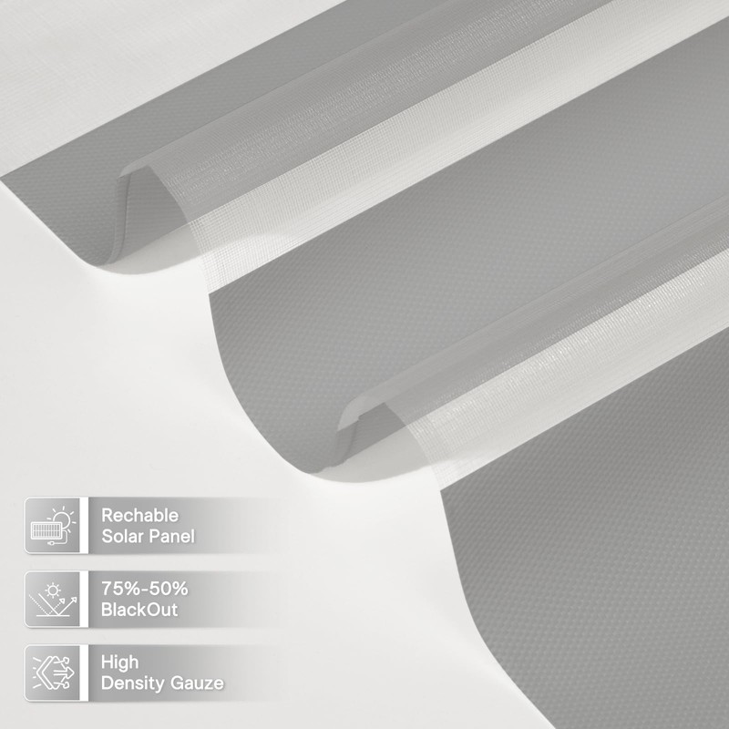 DONGFXK Motorized Zebra Blinds with Remote Control,Solar Powered Rechargeable Dual