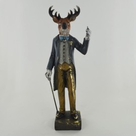 Fiesta Studios The Dapper Stag Statue Vintage Clothing Style Unique Novelty Decor Steampunk Fantasy Animals H27.5cm