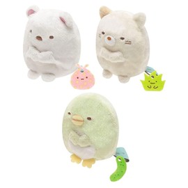 Sumikko Gurashi Tenori Plush Toy Set of 3 (Shirokuma Cat Penguin?) Height 2.4 inches (6 cm)