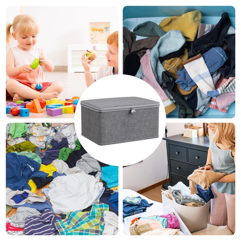 Lockable Storage Box with Lock with Lid Fabric Integrated PP