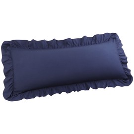 PiccoCasa Brushed Ruffle Pillowcases Soft Breathable Pillow Cases with Envelope Closure 4" Hem Microfiber Long Pillowcase 20" x 54" Navy Blue