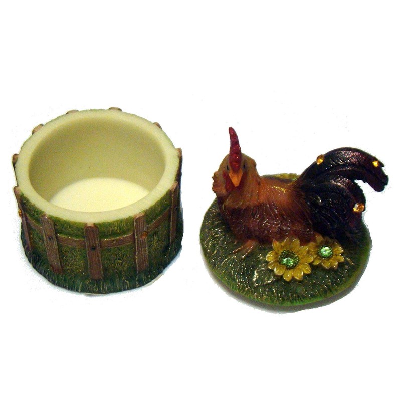 3" High Jeweled Rooster Trinket Box