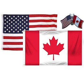 JumpingLight Wholesale Combo USA & Canada Country 2x3 2x3 Flag & Friendship Lapel Pin - Quality Flags