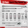 WETT 12Pcs Spark Plug Socket Set, 3/8" Drive Ratchet Handle