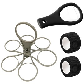 1 Drink Carrier with Handle, 1 Foldable Bottle Opener and 2 Chair Leg Protectors, Practical Drink Holder Foldable for Outdoor, Camping and Party