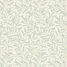 VEELIKE Vintage Willow Boughs Wallpaper Peel and Stick William Morris Wallpaper 17.7''x118'' Self Adhesive Contact Paper Removable Botanical Leaf Wall Paper for Bedroom Bathroom Living Room Walls