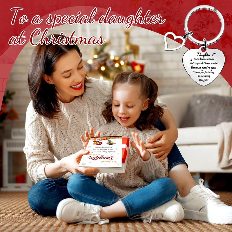 Yaomiao Daughter Christmas Card Keyring Gifts from Mum Dad with