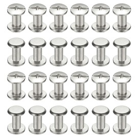 PATIKIL 24 Sets Chicago Screws, 3x6mm(DxH) Chicago Screws Phillips Binding Post Screw Bolts Leather Rivets 304 Stainless Steel Fasteners for Leather Belt Scrapbook Photo Albums, Silver