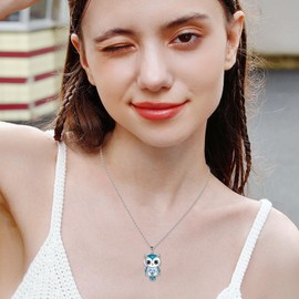 AINFQY - Collar de búho, joyería de regalo para mujer, plata de ley, colgante de búho, joyería de Navidad para mujer, Plata esterlina, Circonita cúbica