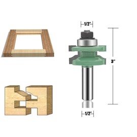 LEATBUY 1/2-Inch Shank Router Bit Set 2 PCS, Round Over Raised Panel Cabinet Door Ogee Rail and Stile Router Bits, Woodworking Wood Cutter, Wood Carbide Groove Tongue Milling Tool (YU8-14)