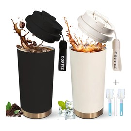 2Pcs Termo 530ml40oz para uso dual fríocaliente Termo de Café de acero inoxidable 316 con aislamiento de doble pared Termo con tapapajitacepillo de